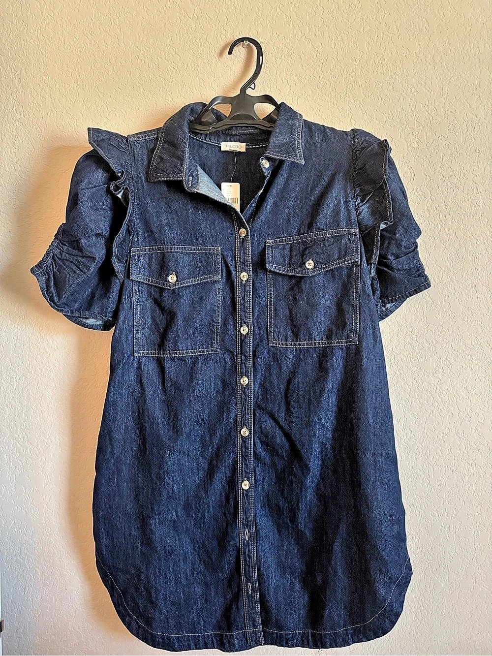 PILCRO Denim Mini Dress Blue Size Medium